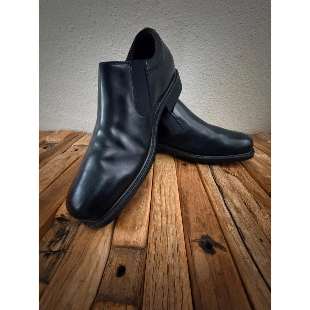 Rockport Loafers 10.5M Black Leather Waterproof Hydro-Shield Slip On APM11521